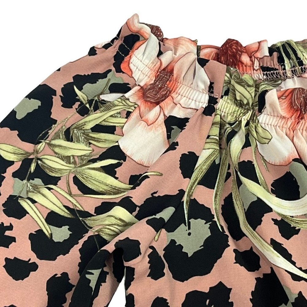 143 Story by Line Up Womens Top Off Shoulder Floral Animal Print Blouse Medium - Picture 5 of 10